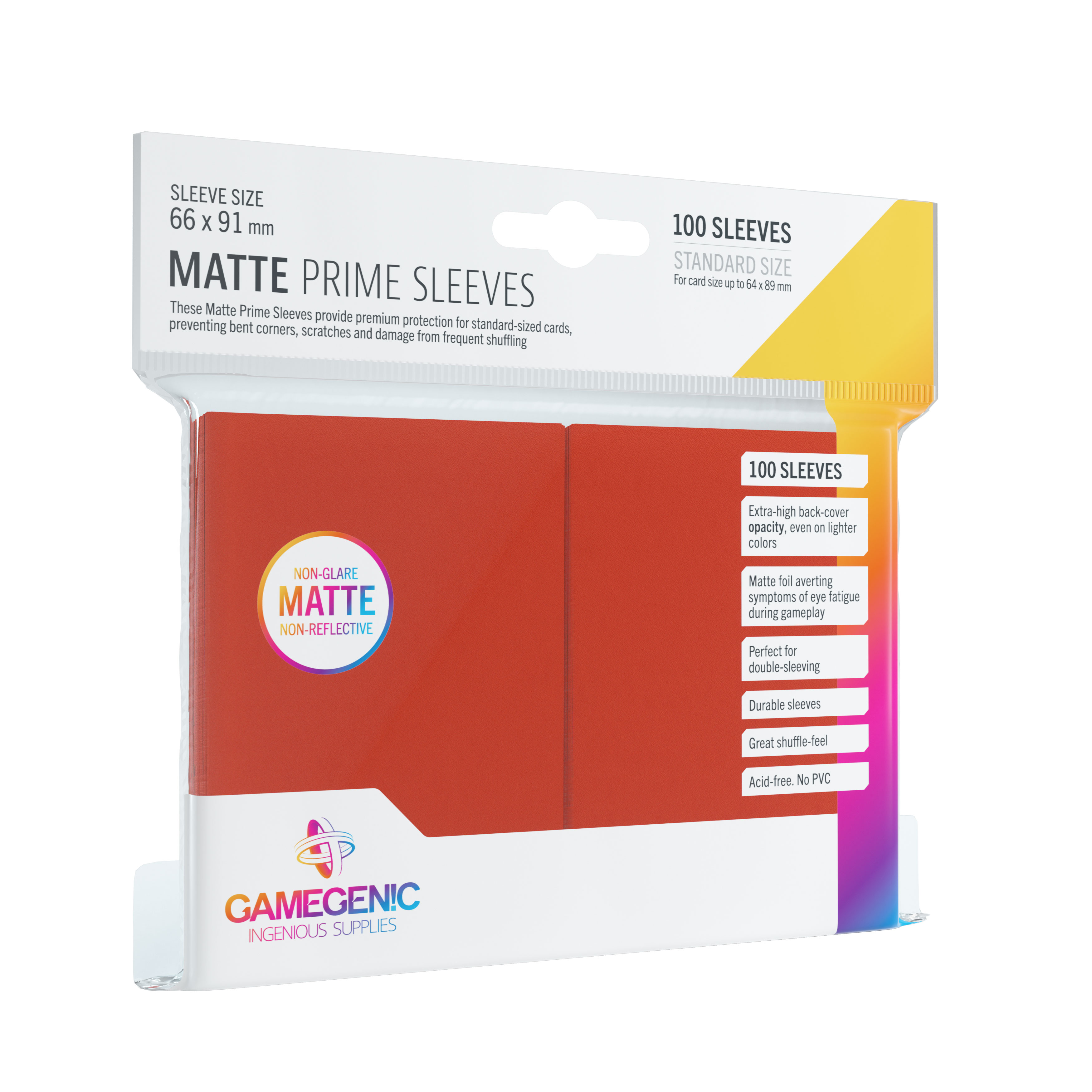 GG BGG SLEEVES MATTE PRIME SLEEVES - RED (100)